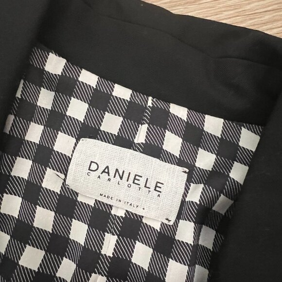 Daniele Carlotta 100% Wool Black Oversized Boyfriend Blazer Dress Jacket - Picture 5 of 7